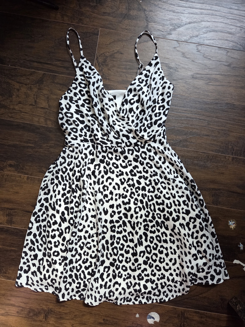 Express White and Black Leopard Print Mini Slip Dress